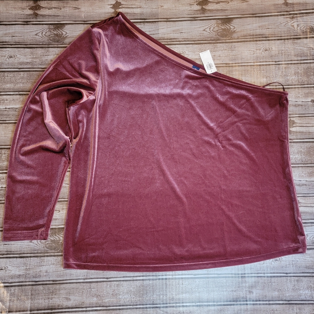 NWT Old Navy One Shoulder Velvet Top Size 3X